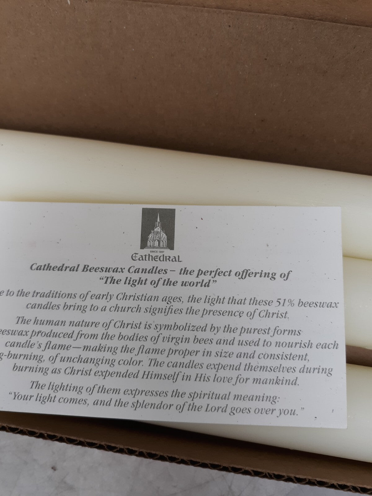 Cathedral Candle Company 51% Beeswax Church Candles - 6 Pack (1-1/4" x 24-3/4")