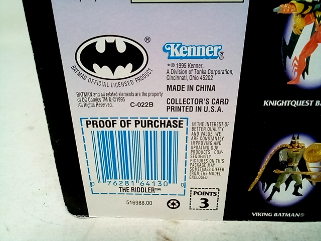 1995 KENNER LEGENDS OF BATMAN SERIES THE RIDDLER 5" ACTION FIGURE