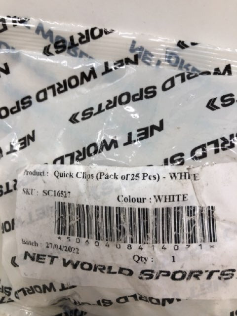 Net World Sports Quick Clips SC16527- White (25pcs)