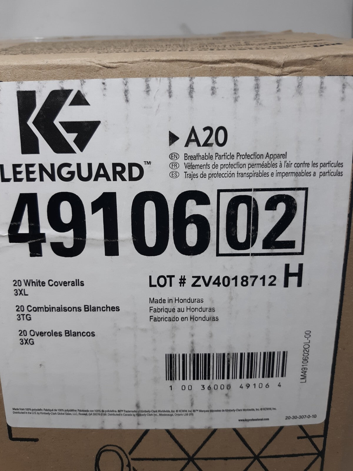 KleenGuard A20 White Coveralls 3XL – Breathable Particle Protection – Case of 20