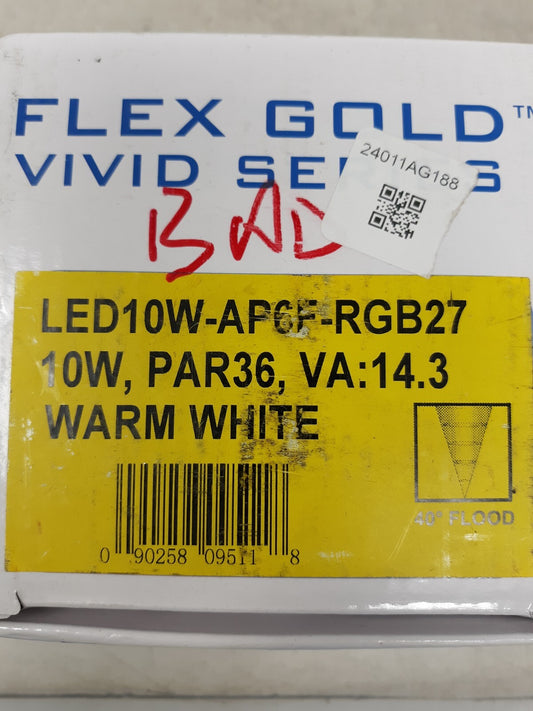 Unique Lighting Flex Gold Vivid LED10W-AP6F-RGB27, Par36, Warm White
