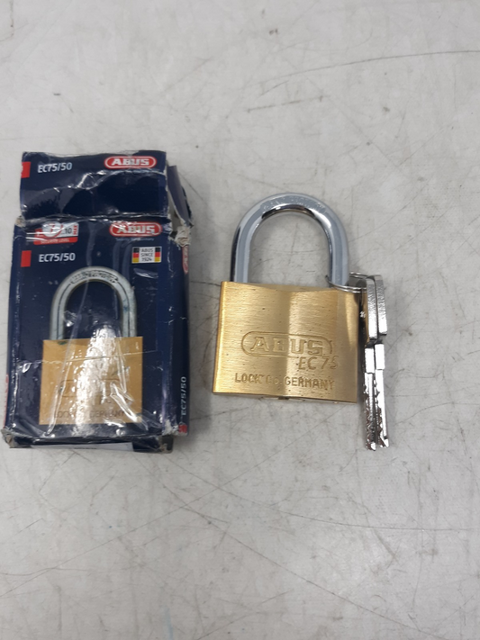 ABUS EC75/50 Brass Padlock Keyed Alike KA7562 – 2 Keys, 50mm Hardened Shackle
