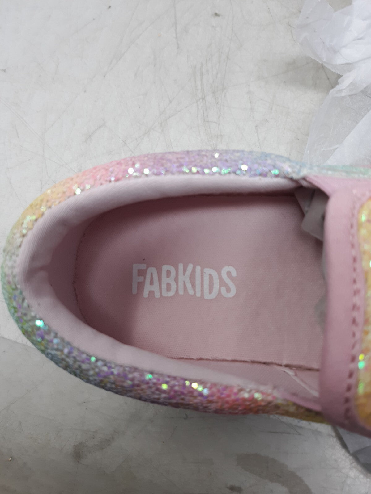 FabKids Glitter Light-Up Slip-On Sneaker in Rainbow Glitter, Size 10