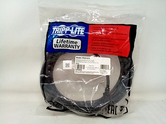 Tripp Lite Model P022-025 25 Ft. Power Extension Cord, NEMA 5-15P to NEMA 5-15R