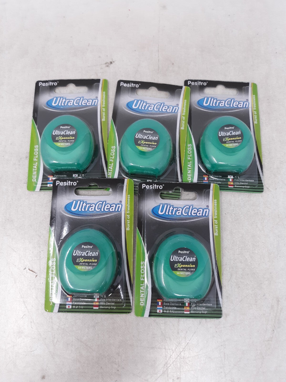 Lot of 5 Pesitro Ultra Clean Expansion Dental Floss 50 Meters