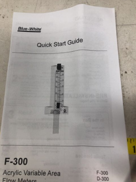 Blue-White F-300 20-120 GPM 2" Pipe Acrylic Flow Meter