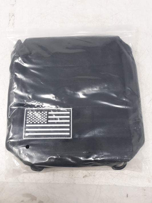 Tactical Molle Utility Pouch EDC Bag w/ USA Flag Patch Black Zippered Organizer