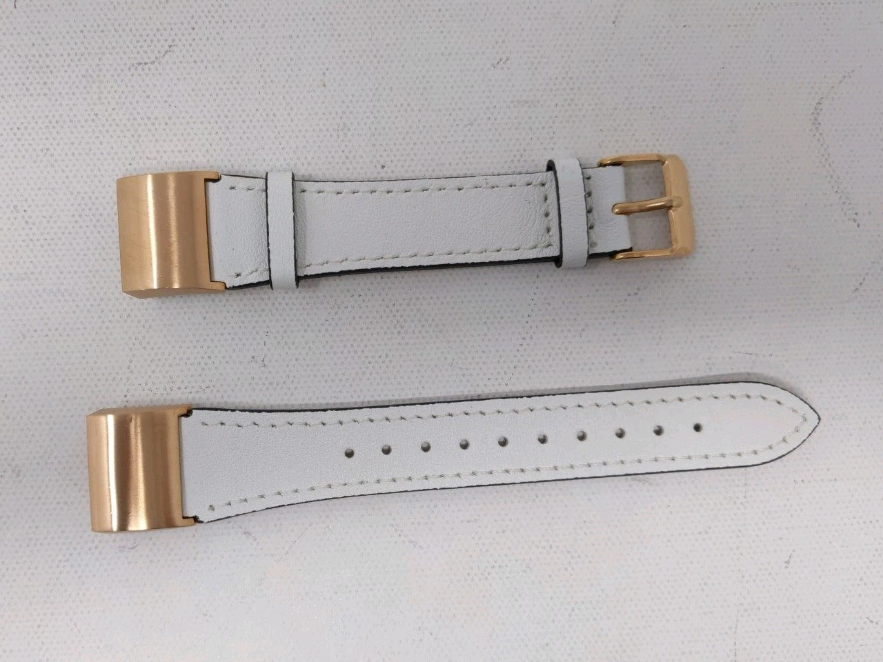 Wearlizer Designed Leather White Band Strap with Adapters for Fitbit Charge 2