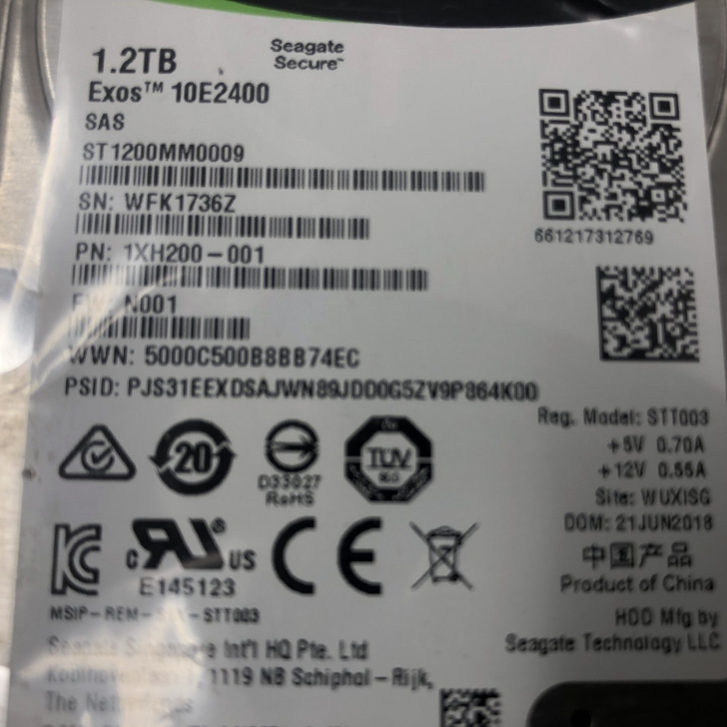 Seagate EXOS Enterprise 10E2400 CIARA 1.2TB - STT003 Part:1XH200-001