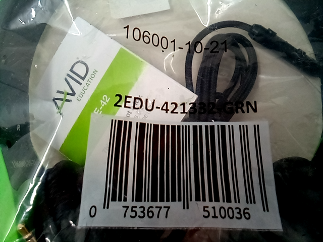 Avid Products 2EDU-421332-GRN 42 Stereo Over - Ear Headphones with Microphone