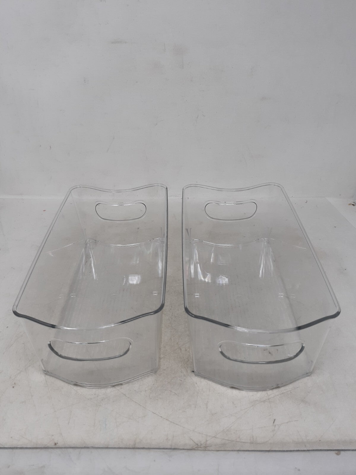 Lot of 2 Smart Design Stackable Clear Refrigerator Storage Bin 6" x 4" x 12"
