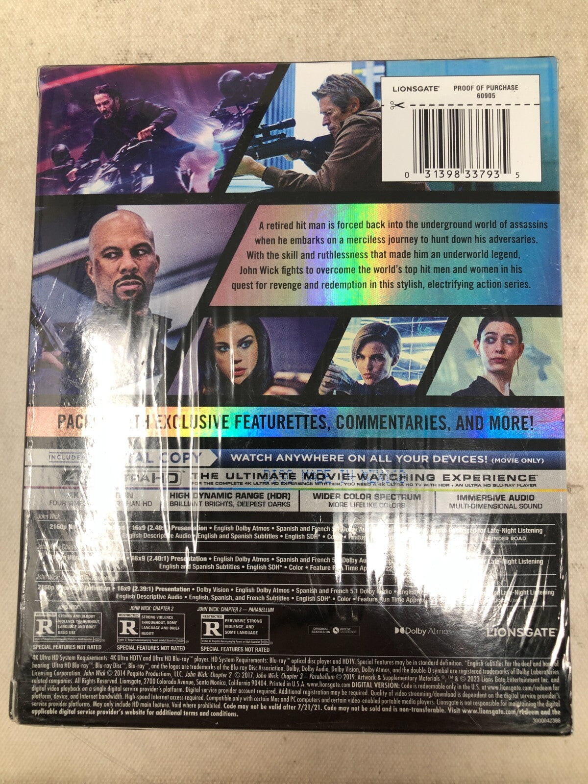 John Wick Triple Feature 1-3 Set Blu-Ray + DVD + Digital + Playing Cards
