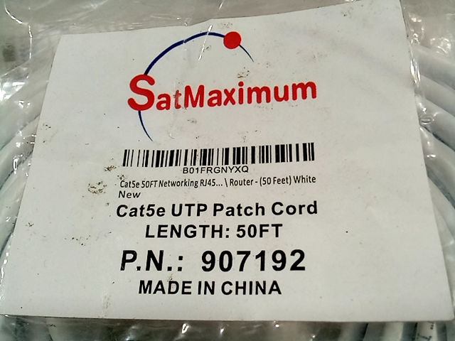 Satmaximum Cat5e UTP Patch Cord 50 FT 907192