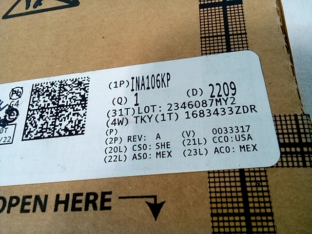 Texas instruments ina106kp 2209 product 4W 1683433ZDR amplifier