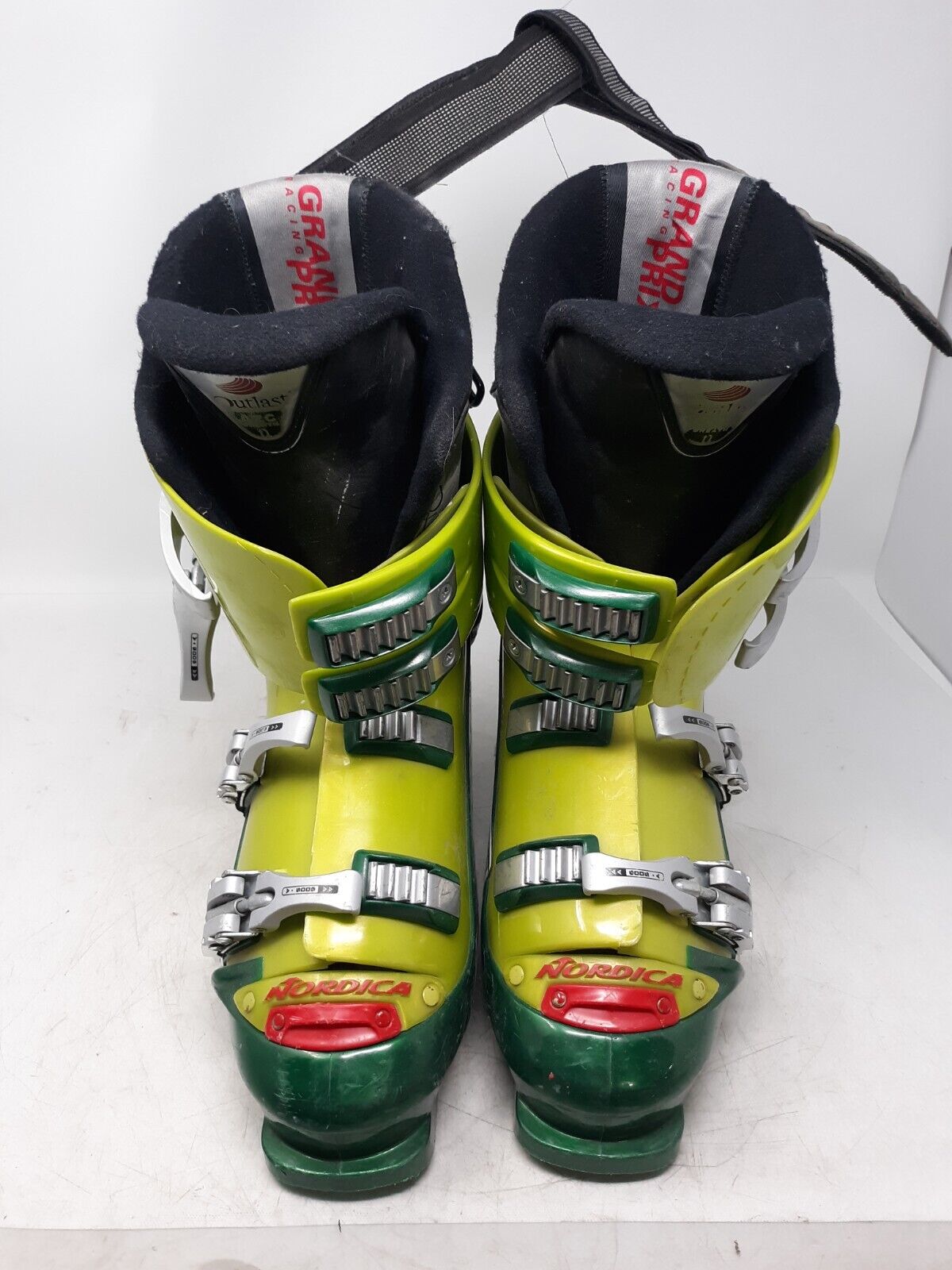 Nordica Grand Prix Racing Ski Boots - Green & Yellow - 4-Buckle - Adjustable Fit