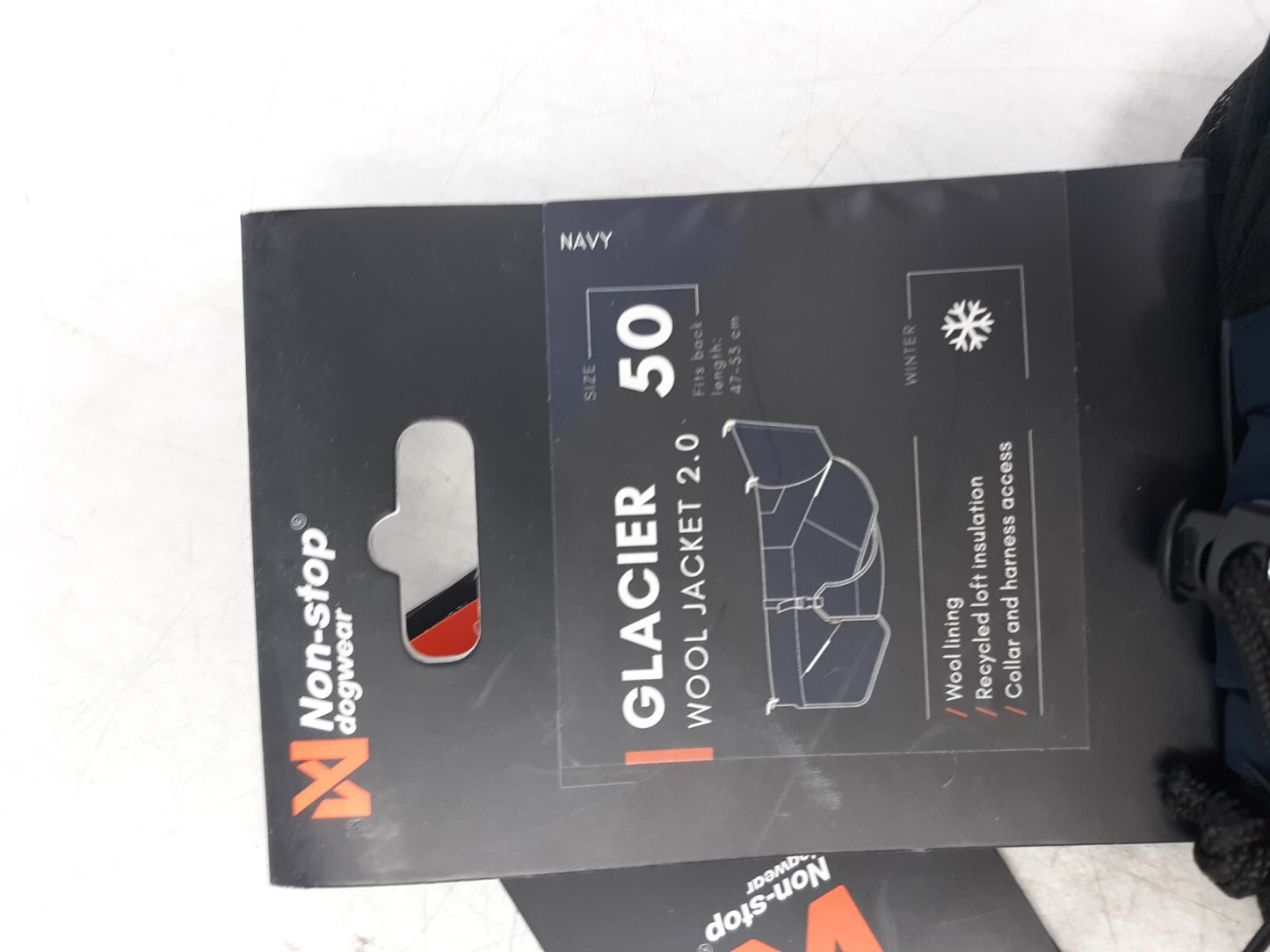 Non-Stop Dogwear Glacier Wool Jacket 2.0 Size 50 Navy Insulated Winter Dog Coat