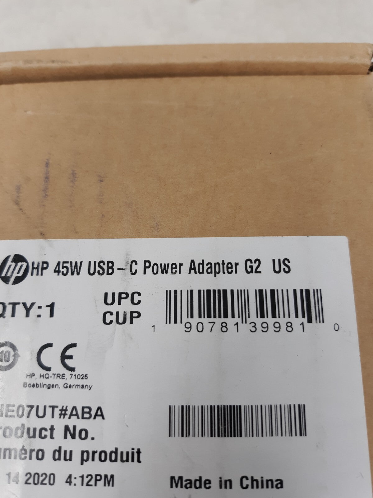HP USB-C G2 Power Adapter 45 Watt HP Smart Buy 1HE07UT#ABA