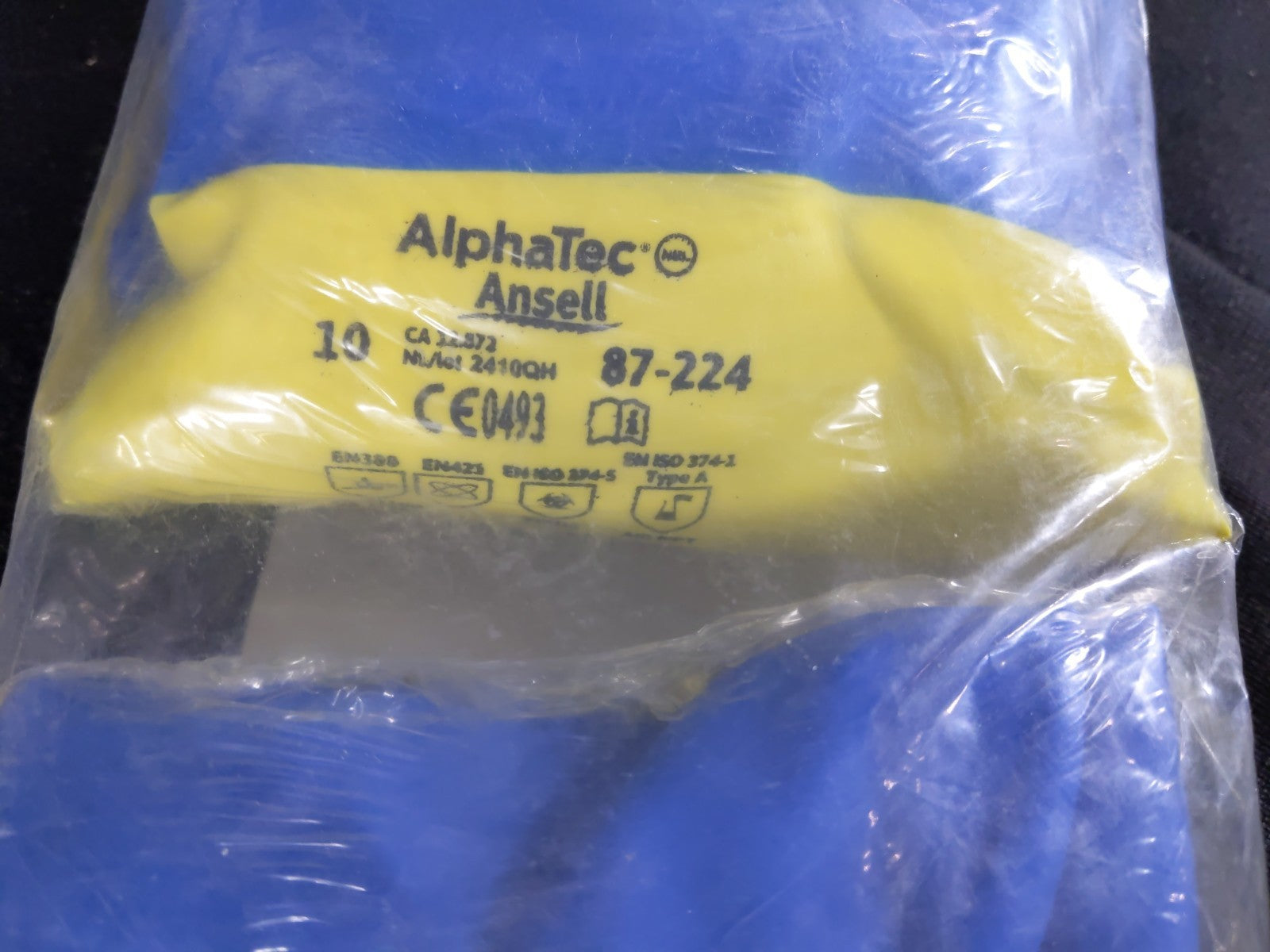Ansell AlphaTec 87-224 (Chemi-Pro) Size 10 Chemical-Resistant Gloves QTY 6 Pair