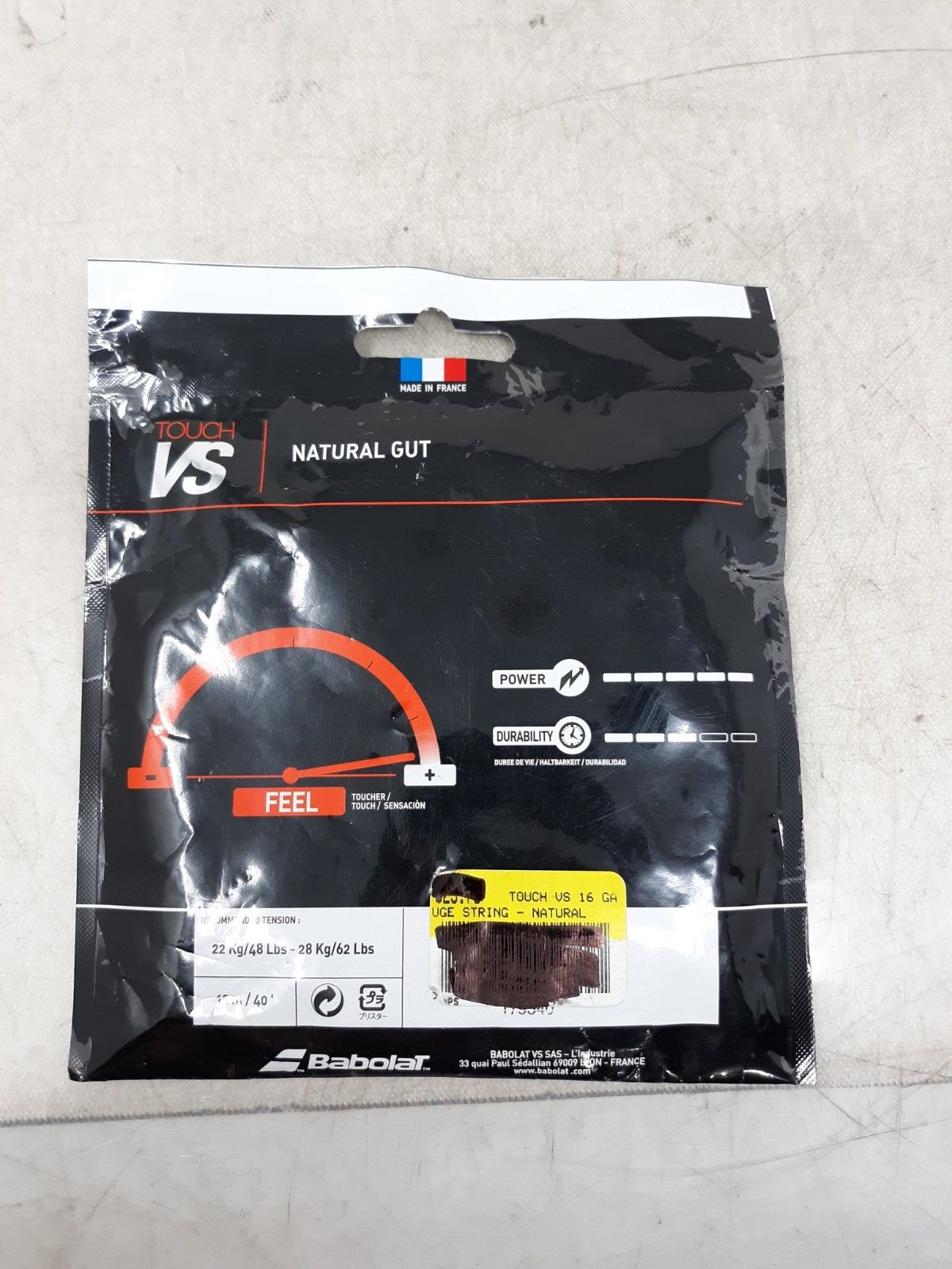 Babolat VS Touch Natural Gut Tennis String - 16 Guage