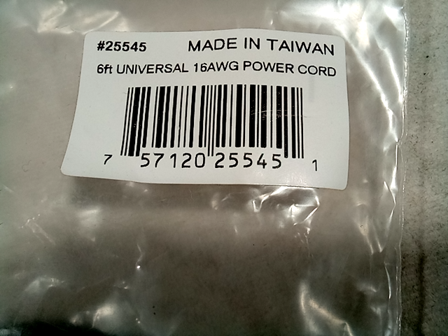 C2G 25545 16 AWG Universal Power Cord (NEMA 5-15P to IEC320C13) TAA Compliant  B