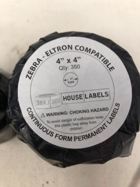 Zebra - Eltron Compatible Continuous Form Permanen Labels 4X4" Lot of 2 350/Roll