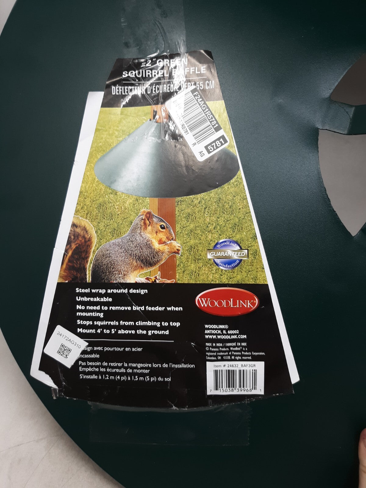 Woodlink Audubon Series Post Mount Squirrel Baffle - Green (BAF3GR)