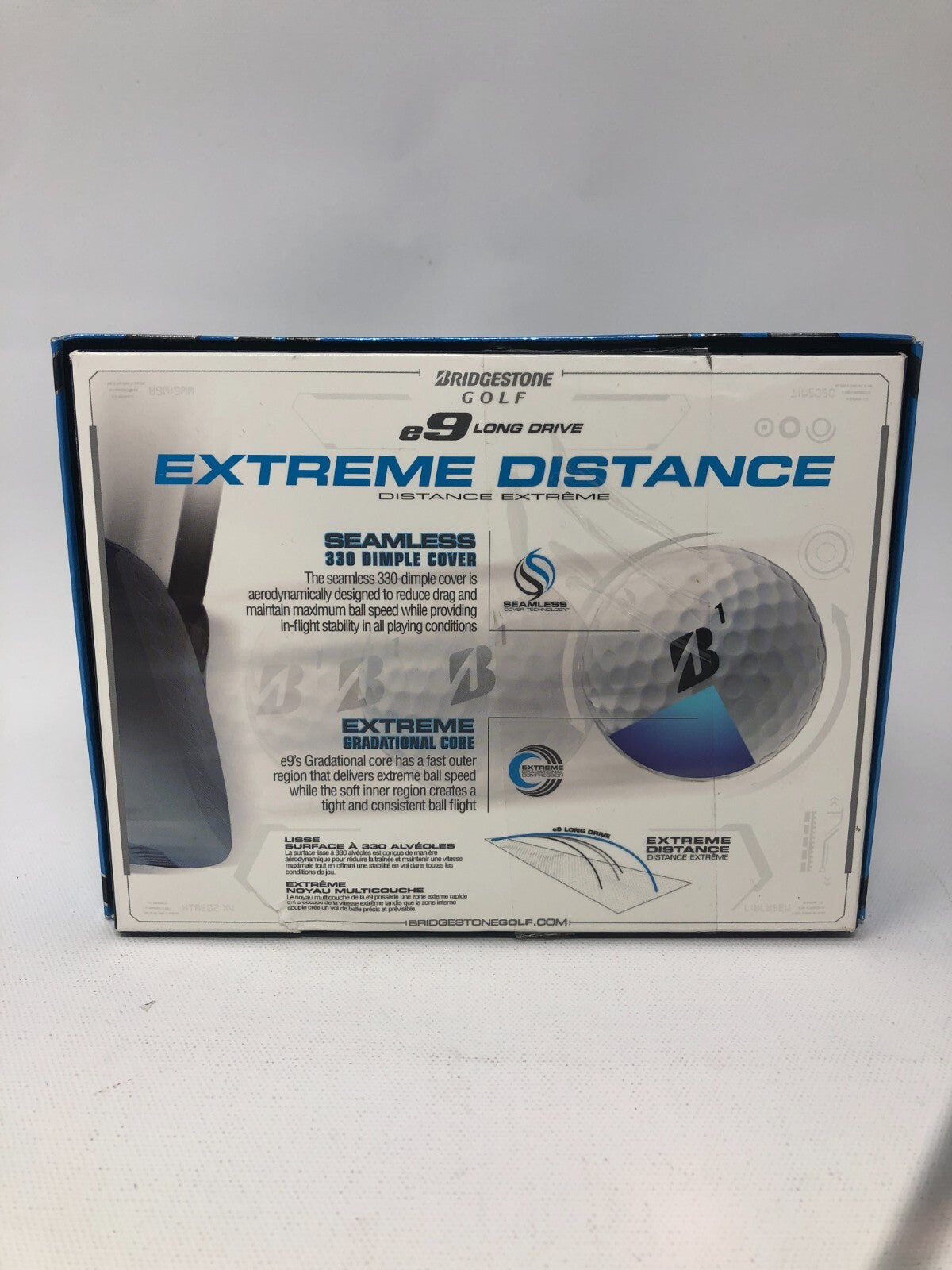 Bridgestone e9 Long Drive ~ 12-Pack Golf Balls for Extreme Ball Speed, White