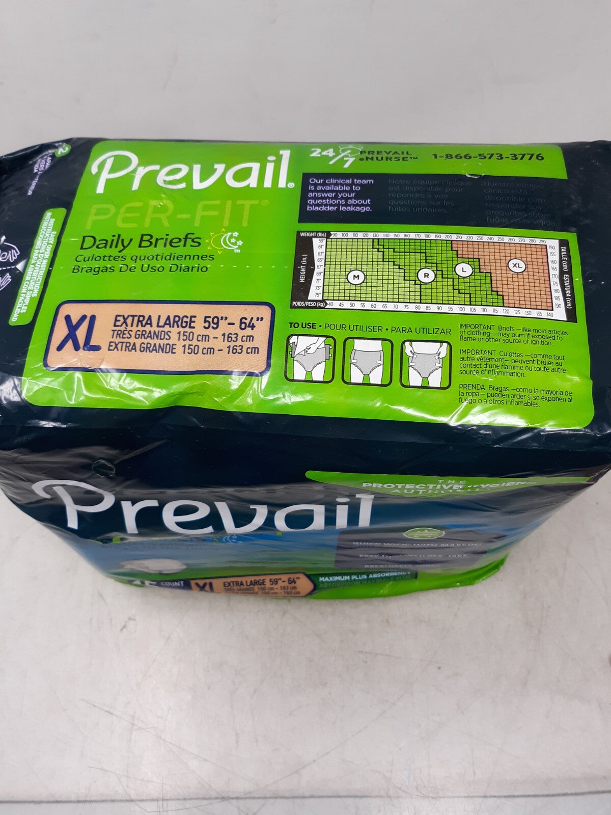 Prevail Per-Fit Adult Briefs X-Large 59'' - 64'' - Package of 15 Ct.#PF-014/1