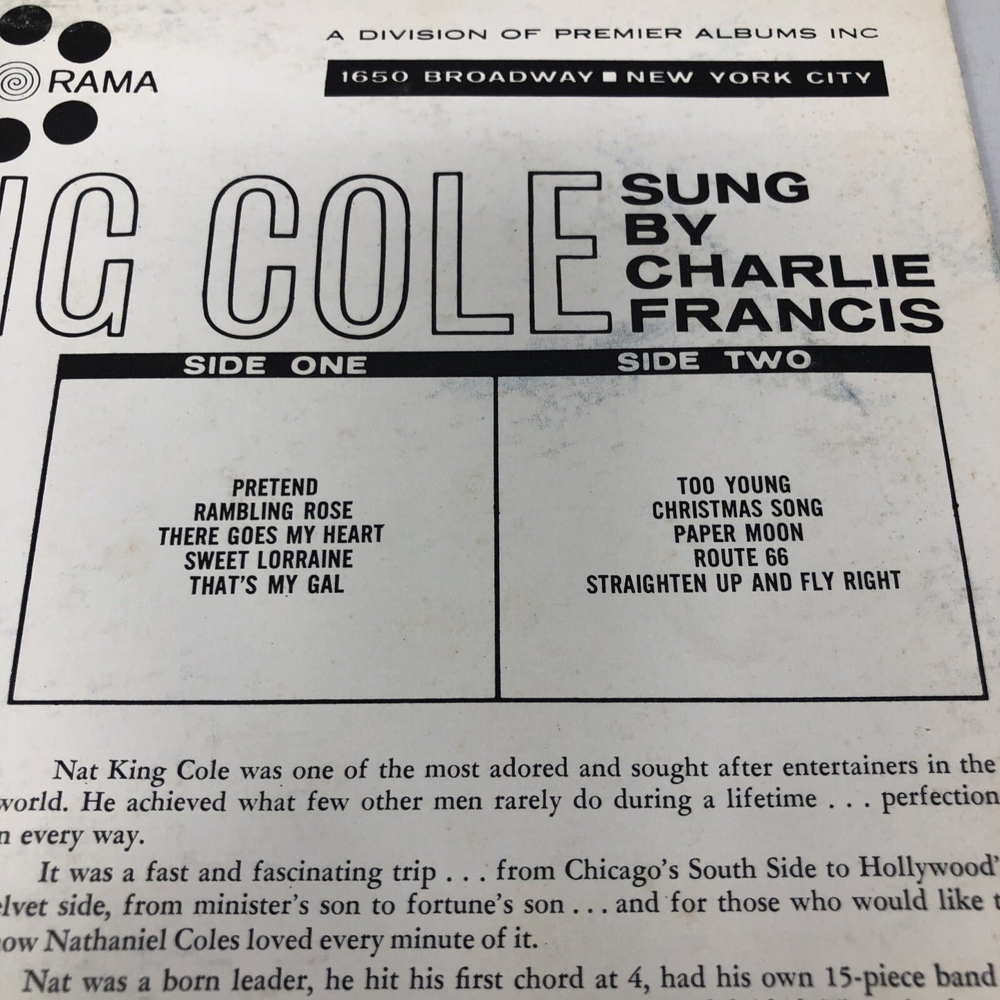 Hits Made Famous By Nat King Cole Sung by Charlie Francis