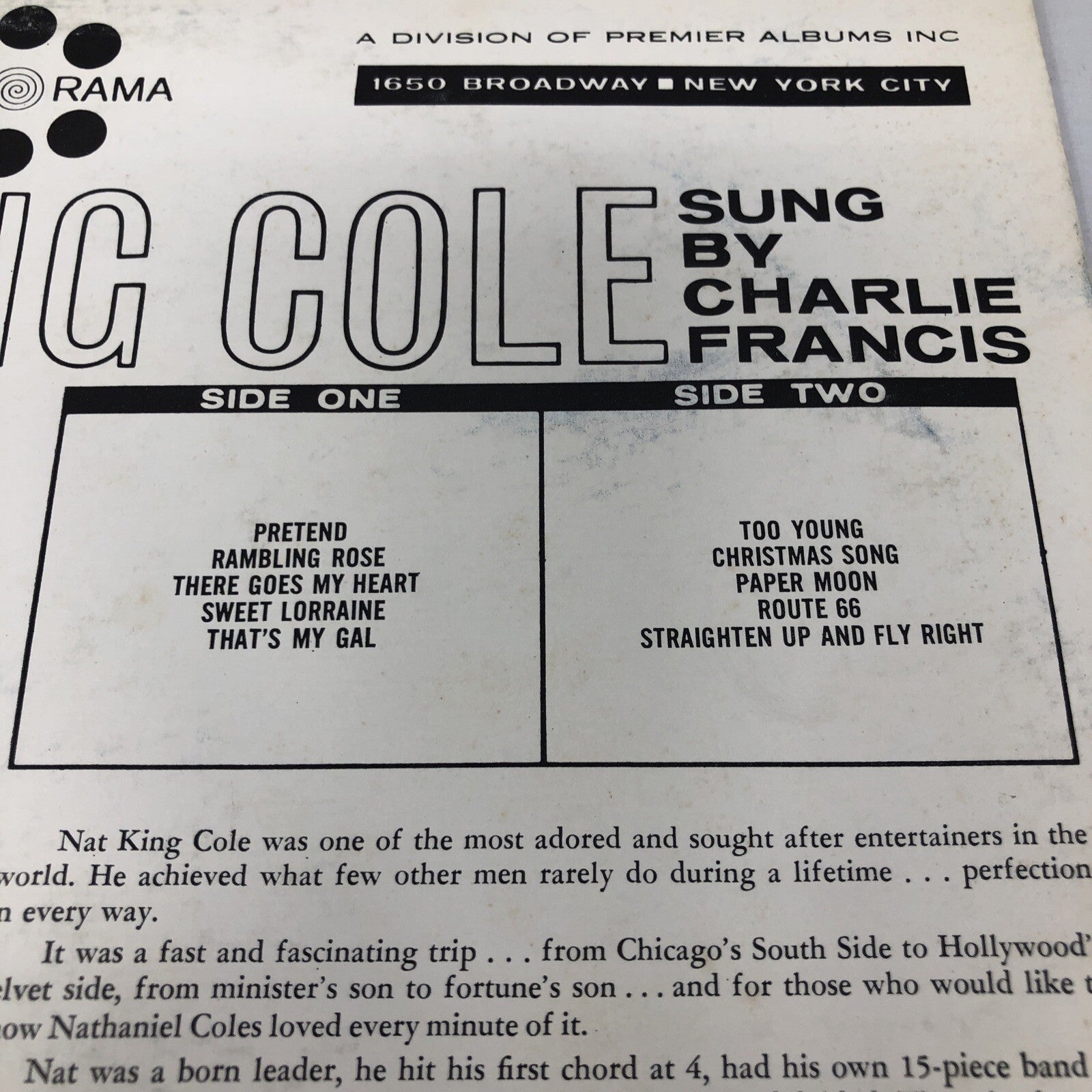 Hits Made Famous By Nat King Cole Sung by Charlie Francis