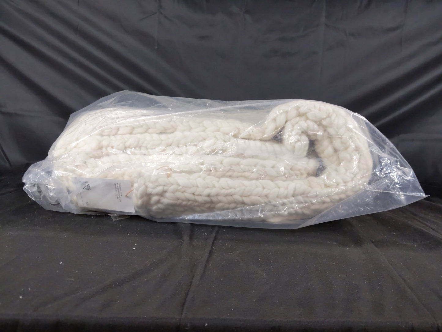 Quince Chunky Hand Knit Wool Throw Blanket  Ivory 50x60 $129 Retail Price