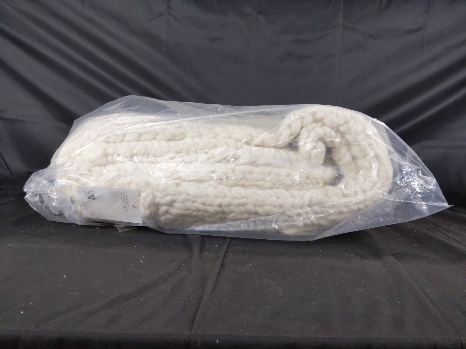 Quince Chunky Hand Knit Wool Throw Blanket  Ivory 50x60 $129 Retail Price