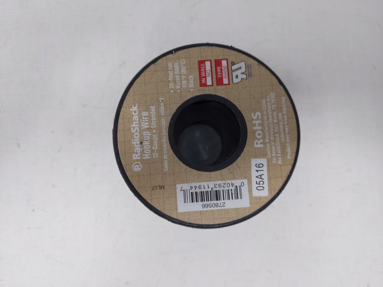Radio Shack RU Respooled Hookup Wire 12 gauge, stranded 20 ft
