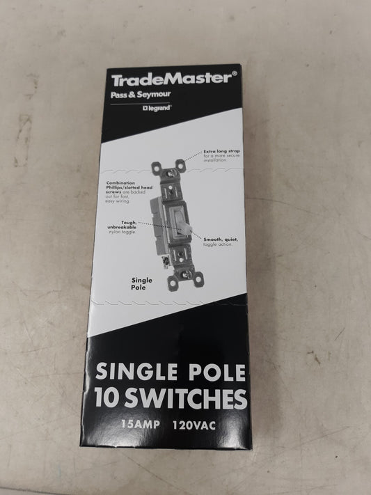 (QTY 10) Pass & Seymour 660-IG Single Pole Toggle Switch 120v 15-amp Ivory