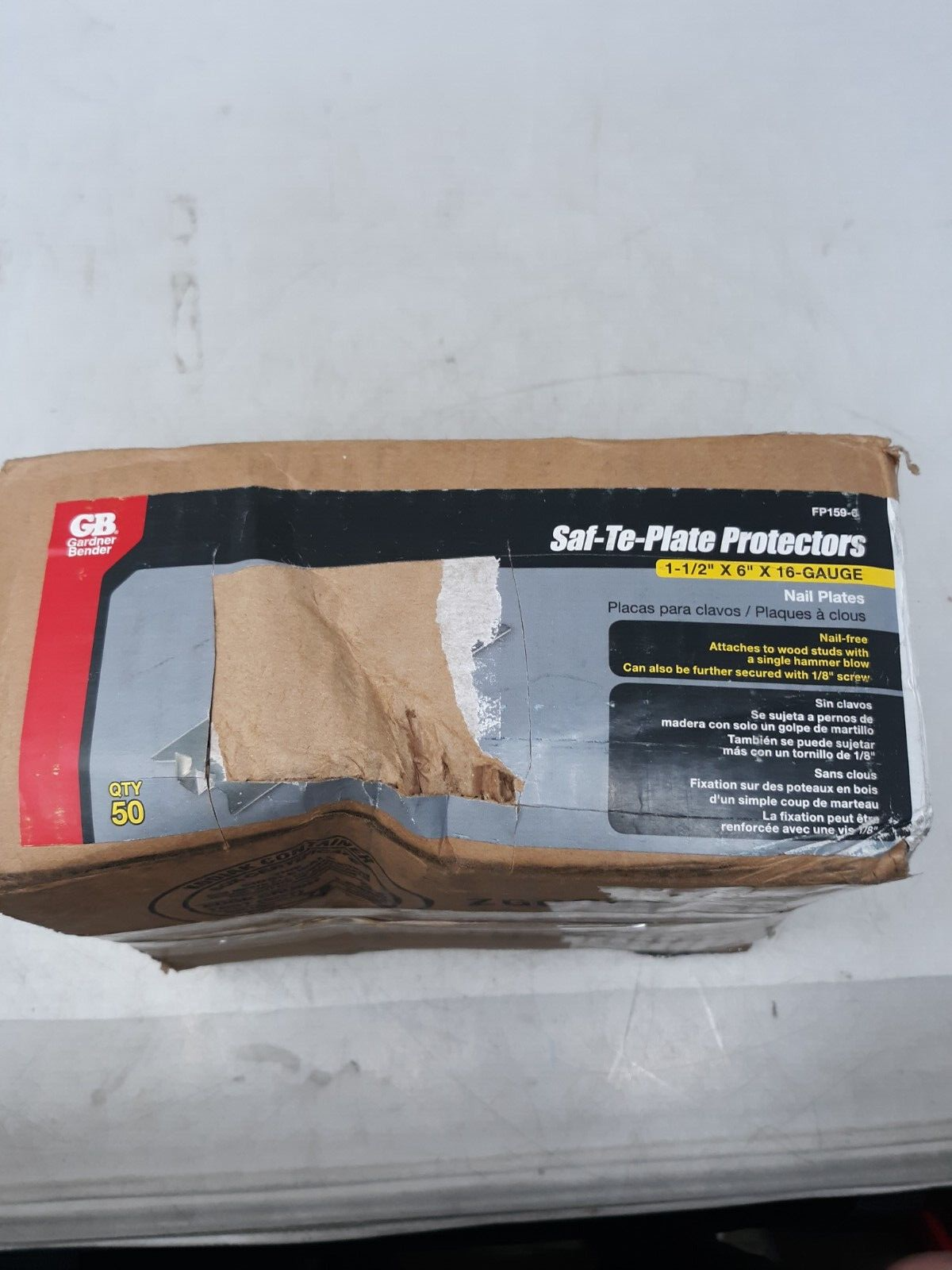 Gardner Bender Saf-T-Plate Protectors 1-1/2" x 6" 16-Gauge (Box of 50)