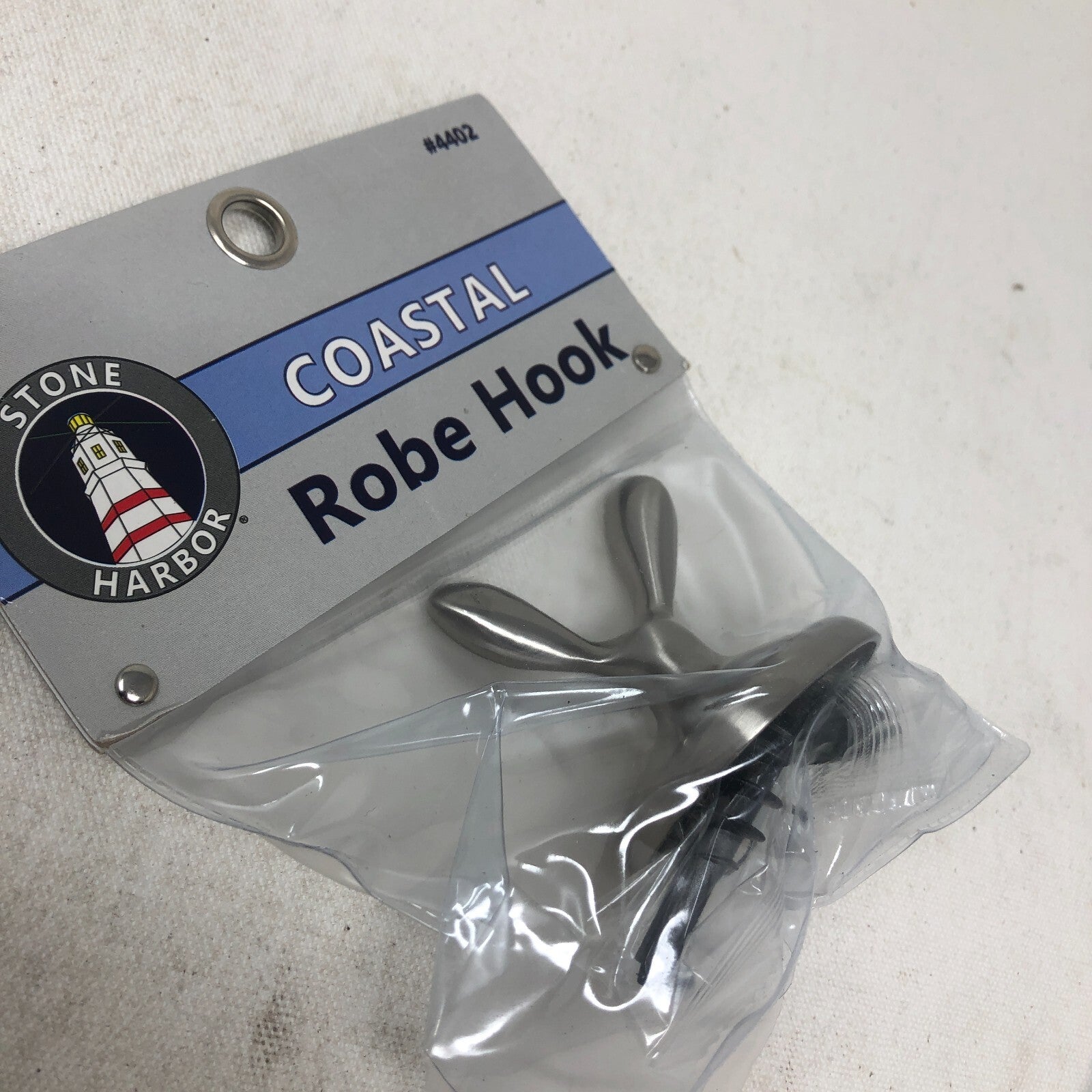 Stone Harbor-Coastal Robe Hook for Bathroom Satin Nickel Part #4402