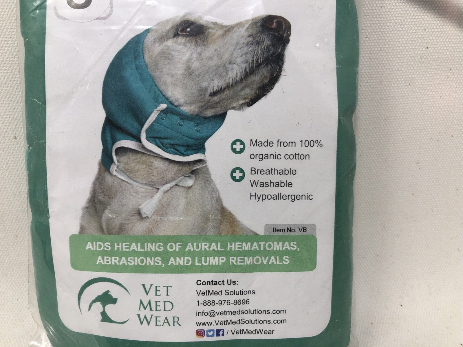 Vet Med Wear Dog BONNET SMALL Protective  Veterinary 100% Cotton Post Surgery Gr