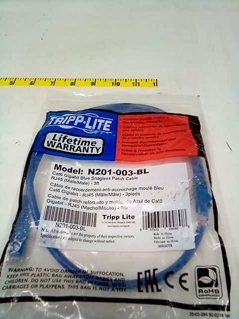 Tripp Lite (N201-003-BL) 3-Ft Blue Cat6 RJ-45 Male to RJ-45 Male Network