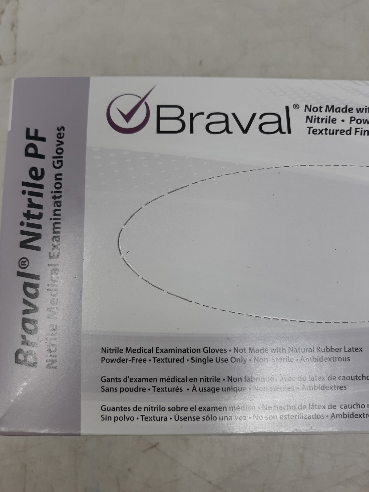 Braval Nitrile PF Medical Exam Gloves – Powder-Free, Latex-Free, Textured, Mediu