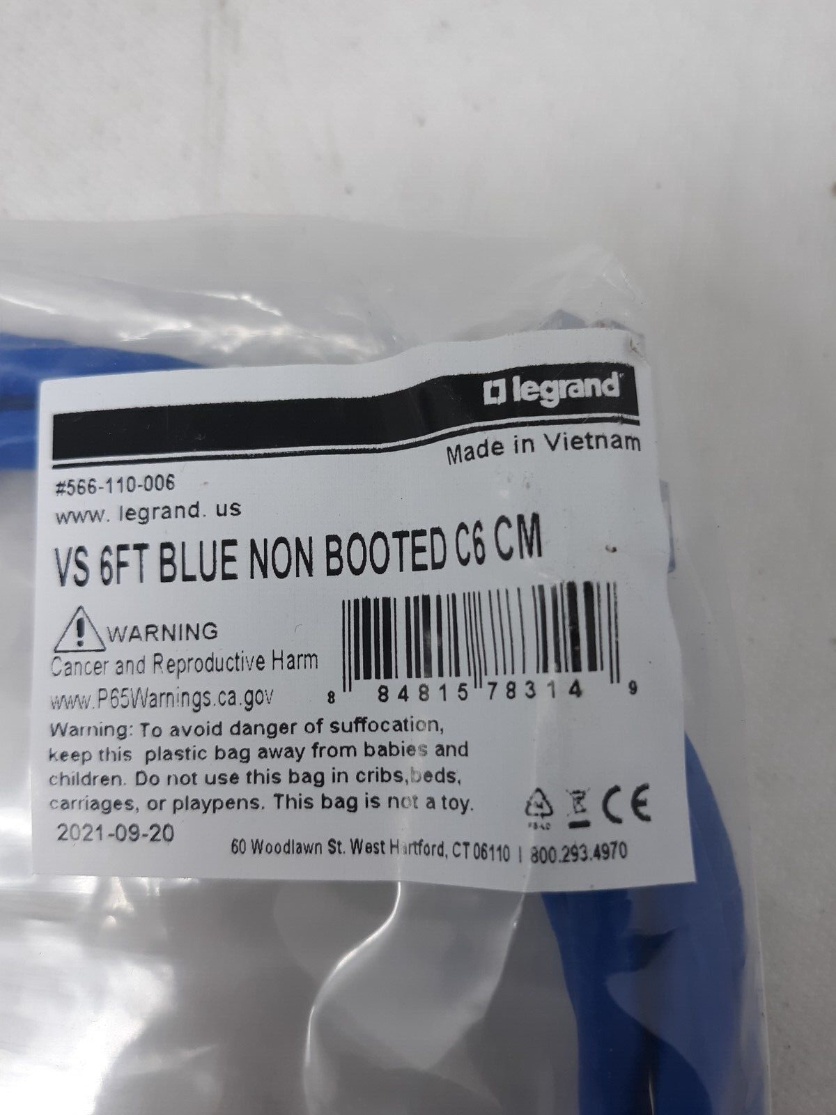 Legrand 566-110-006 6ft CAT6 Patch Cable Non-Booted - Blue - Pack of 10