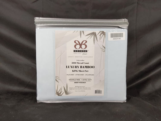 BIBB home 2000 COUNT 6-Piece Luxury Bamboo Sheet Set - KING - Light Blue