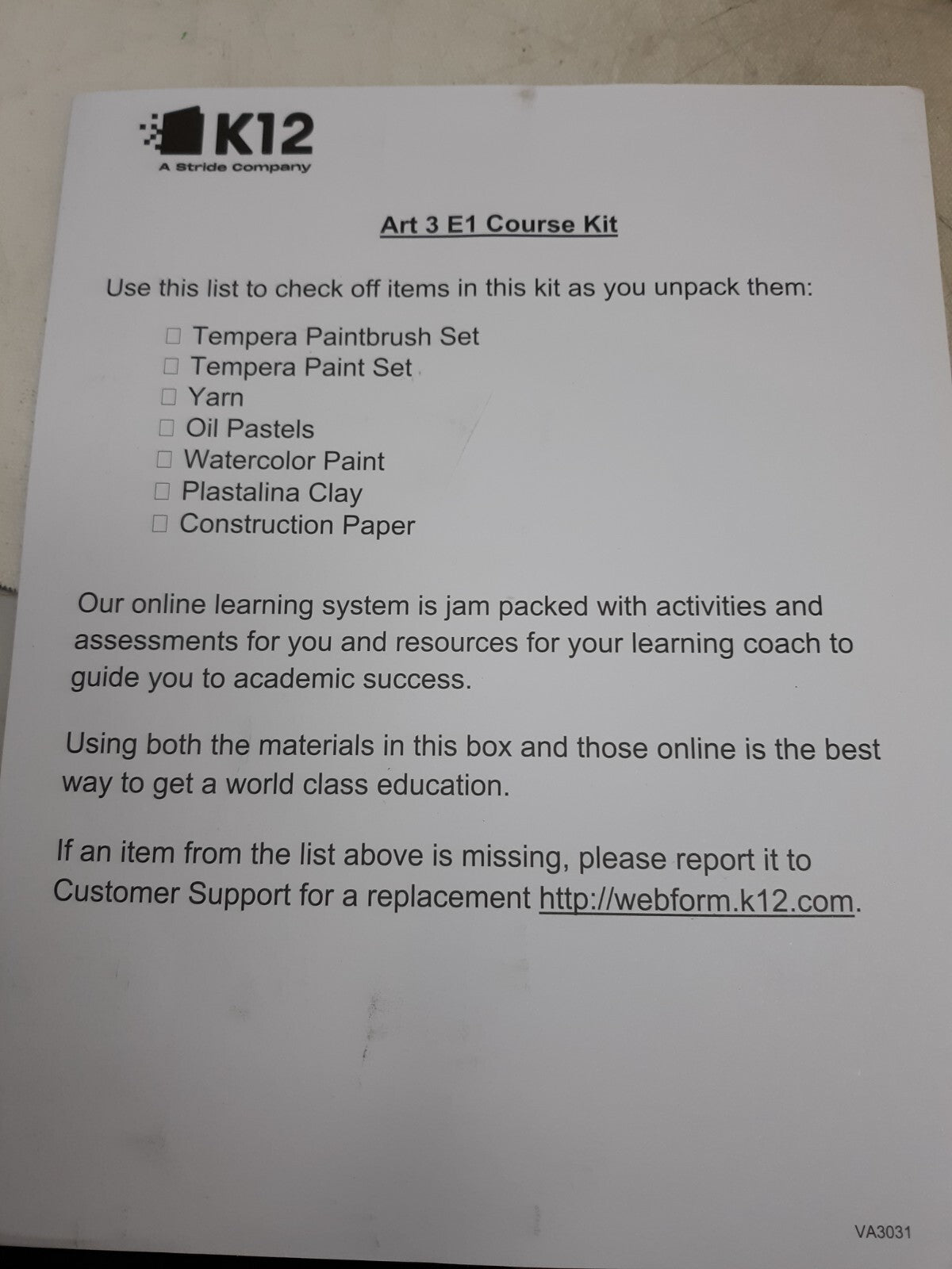 K12 Summit Art 3 E1 Course Kit