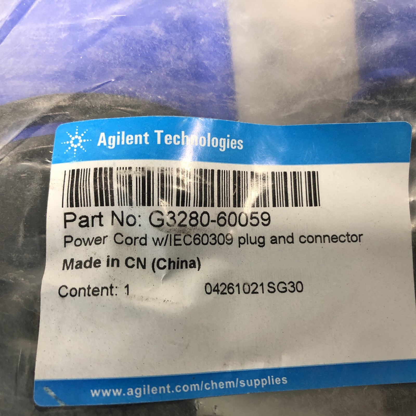 Agilent G3280-60059 Power Cord w/IEC60309 Plug and Connector