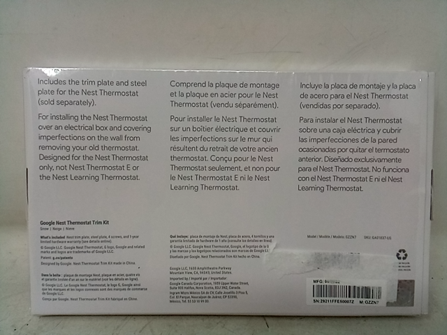 Google nest thermostat trim kit  29211FFE50007Z