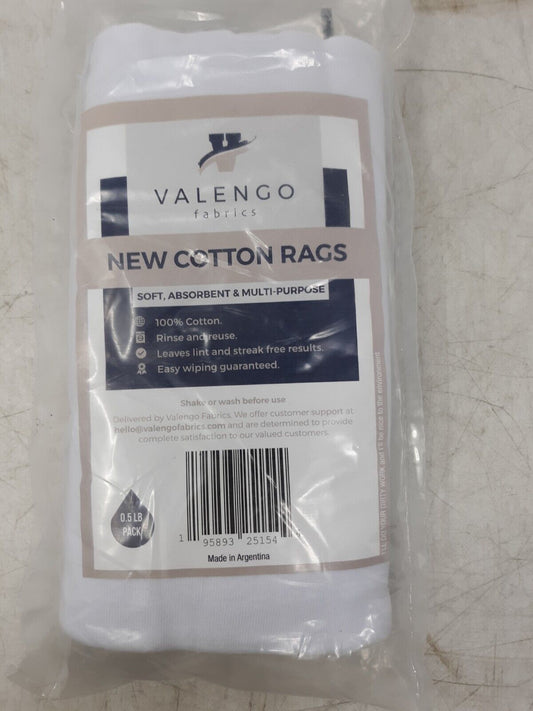 Valengo Fabrics New Cotton Rags 0.5 LB Pack – 100% Cotton, Lint-Free, Multi-Purp