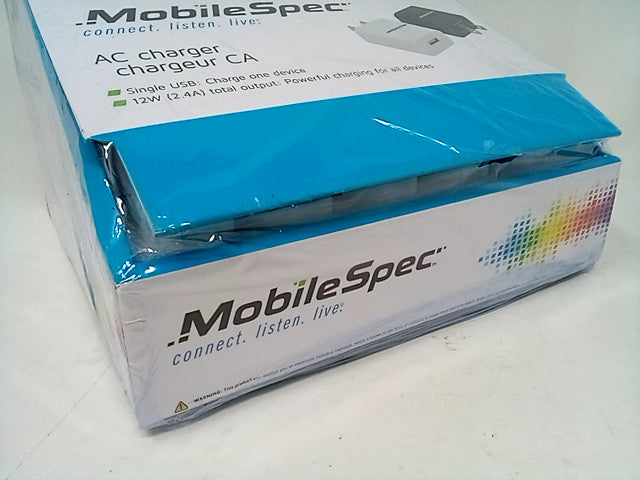 Mobile Spec AC Charger Single USB Power Blocks, CASE OF 20 WALL CHARGERS