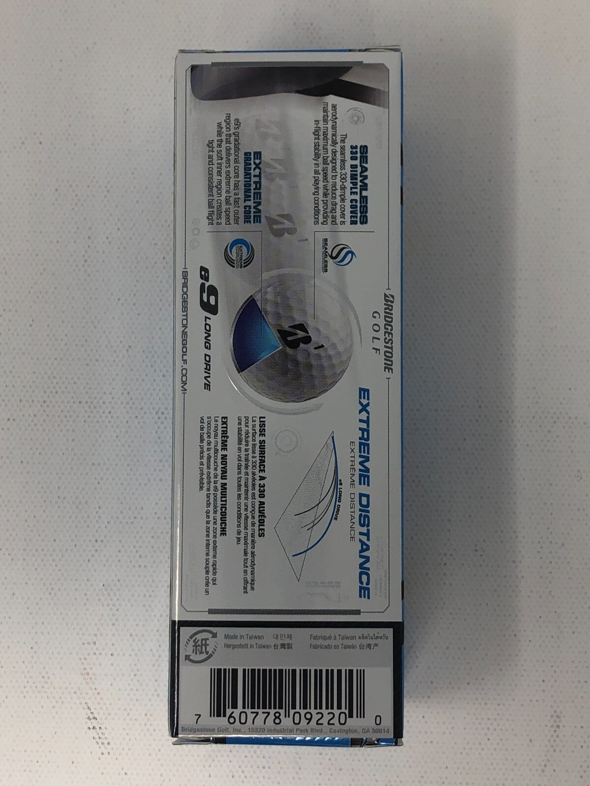 Bridgestone e9 Long Drive ~ 12-Pack Golf Balls for Extreme Ball Speed, White