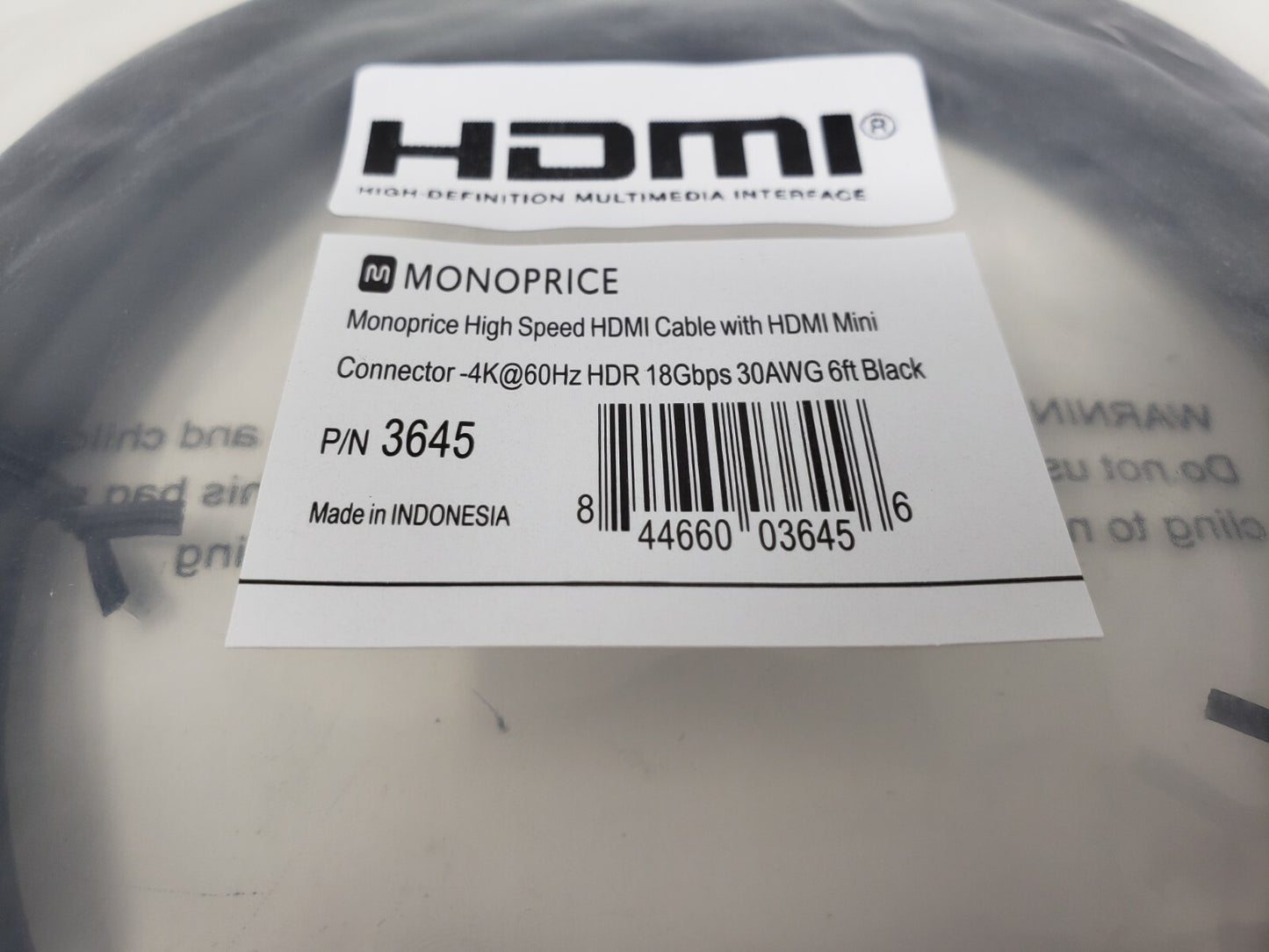Monoprice - High Speed HDMI Cable Black 6 Ft. 3645 - LOT OF 10
