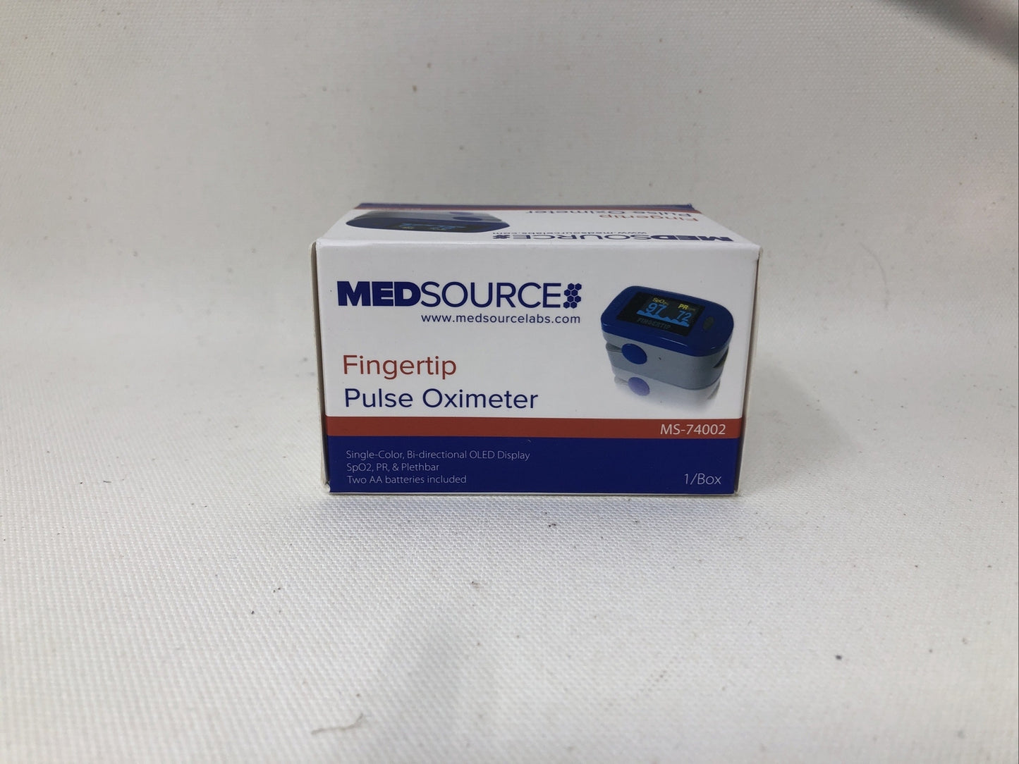 NEW MEDSOURCE Fingertip Pulse Oximeter Fingertip, Blue OLED Display - MS-74002
