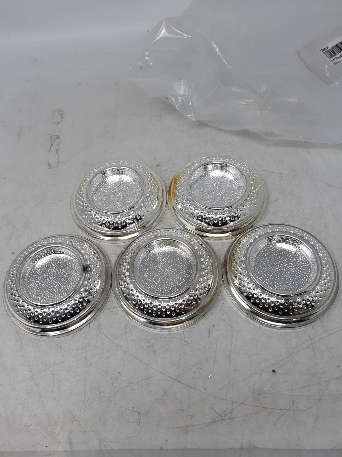 Lot of 5 Elegant & Modern Silver Ashtrays – Metal, Stylish Design
